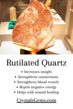 rutilated quartz, rutilated quartz meaning, rutilated quartz properties, rutilated quartz crystal, rutilated quartz benefits Quartz Properties, Rutilated Quartz Crystal, Clear Negative Energy, Crystal Healing Stones, Crystal Meanings, Quartz Crystals, Gem Stones