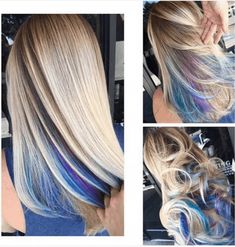 Hidden Rainbow Hair, Unicorn Hair Color, Underlights Hair, Unicorn Hair, Colored Hair, Mermaid Hair, Roots Hair, Rainbow Hair