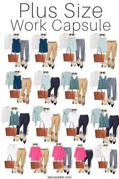 Plus Size Summer Work Capsule Wardrobe Collection with Navy, Aqua, and Hot Pink - Alexa Webb Summer Work Capsule Wardrobe, Summer Work Capsule, Work Capsule Wardrobe, Hijab Summer, Business Casual Dress Code, Work Capsule, Outfits Hijab, Capsule Wardrobe Work