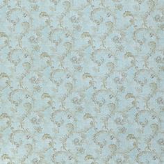 a blue and beige wallpaper with an ornate design on it's surface,