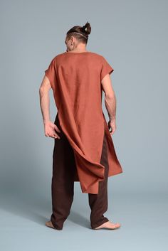 Long Sleeves Linen Tunic | Summer Linen Tunics and Tops |Shantima Male Tunic Fashion, Linen Trousers For Men, Clothing Board