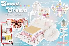 an advertisement for sweet living room part cream