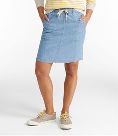 Women's Lakewashed Pull-On Skirt, Mid-Rise Chambray | Dresses & Skirts at L.L.Bean Chambray Dress, Ll Bean, L L Bean, Women's Dresses, Chambray, Dress Skirt, Mid Rise, On Sale, Dresses Skirts