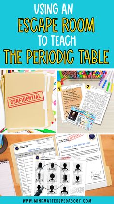 an escape room to teach the periodic table with pictures and text overlays