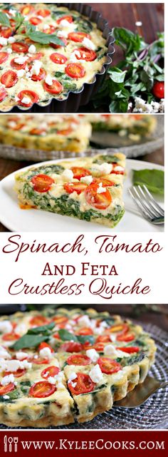 spinach, tomato and feta crustless quiche