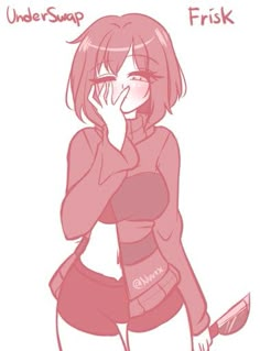 a drawing of a girl with her hand on her face and the words underswap