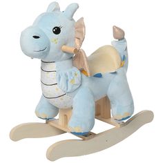 a blue toy rocking horse with stars on it