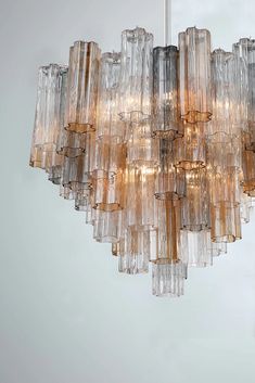 a large chandelier made out of glass tubes