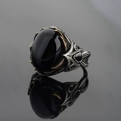 We designed this unique black onyx stone design for you and produced it carefully. This ring will be an unforgettable, stylish and useful gift to your loved ones. We package the ring in a way that is suitable for gifting. -Item Details - Gender : Male / Female - Materials: 925K Sterling Silver - weight: 14-16 gr * Ready to Ship in 1-3 Business Days * The product is sent with a suitable box for gifting. *visit our store for unique unique jewelry and the most advantageous prices Please feel free t Stone Rings For Men, Ring For Man, Gift For Father, Black Onyx Stone, Black Onyx Ring, Onyx Ring, Men's Ring, Onyx Stone, Ring Unique