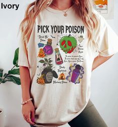 Retro Pick Your Poison Disney Shirt, Disney Villains Shirt, Disney Halloween Comfort Colors Shirt, Halloween Party Shirt, Matching Halloween - Etsy Disney Villain Shirt, Disney Halloween Shirts, Pick Your Poison, Disneyland Shirts, Disney World Shirts, Comfort Colors Shirt, Disney Halloween, Disney Shirts, Disney Outfits