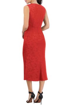 A subtle jacquard pattern and vintage-inspired silhouette enhances the glamorous appeal of a simply stunning midi-length, slip-style dress. 46" length (size Small) Back zip closure Lined 97% polyester, 3% spandex Machine wash, tumble dry Imported V Neck Midi Dress, Jacquard Pattern, Style Dress, Midi Length, Nordstrom Rack, Vintage Inspired, Fashion Dresses, Size 2, Midi Dress