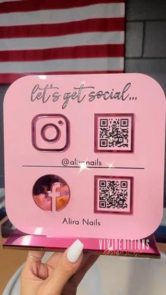 Two QR Code Social Media Sign Small Business Salon Trade show Event Nail Promotions Ideas, Nails Icon, Qr Code Social Media, Beauty Shop Decor, Wax Studio, Esthetician Business, Nail Room Ideas, Nail Salon Interior, Beauty Room Salon