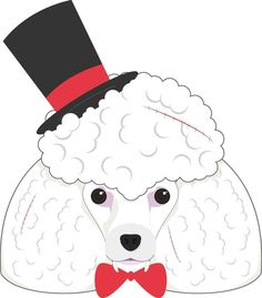 Halloween greeting card. Poodle dog with top hat, bow tie and several scars Halloween Greeting Card, Poodle Dog, Greeting Card