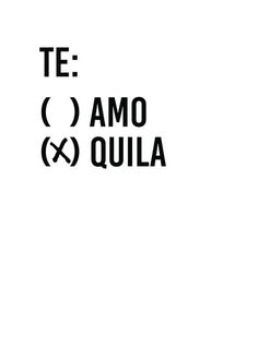 the words te amo quilla are written in black and white on a white background