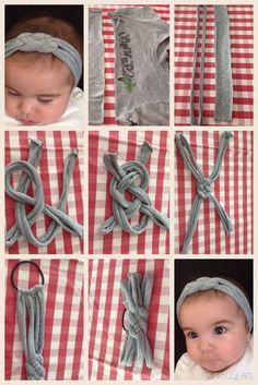 the instructions for making knotted headbands are shown in several different positions and sizes