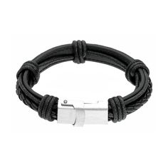 Designed with a USB connector on one end, and a Lightning connector on the other, this stylish leather bracelet doubles as a charging cable for your Apple iOS devices.BRACELET DETAILS Length: 9 in. Clasp: magnetic Metal: stainless steel Finish: satin  Color: Black. Gender: male. Age Group: adult. Modern Leather Braided Bracelets, Modern Leather Braided Bracelet For Everyday, Adjustable Modern Leather Bracelet, Modern Leather Braided Bracelet With Stainless Steel Clasp, Modern Braided Leather Bracelet With Stainless Steel Clasp, Modern Adjustable Braided Bracelets With Leather Strap, Modern Leather Bracelet For Everyday, Modern Silver Braided Bracelets With Leather Strap, Adjustable Modern Leather Bracelet For Everyday Use