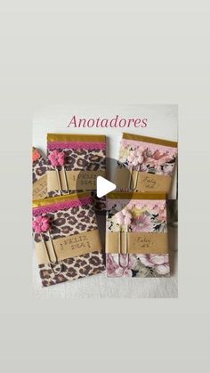 the video shows how to make handmade notepads with leopard print and pink flowers