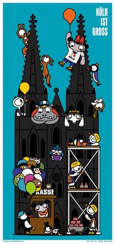 an image of cartoon characters in front of a castle with balloons and animals on it