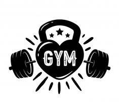 the gym logo with dumbbells and heart