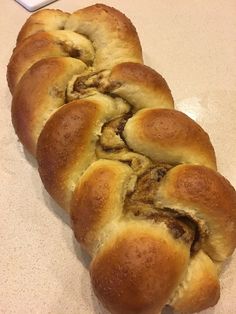 a loaf of bread sitting on top of a counter