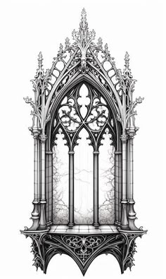 an architectural drawing of a gothic window