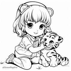 A coloring page of an adorable and tiger cub Cute Tiger Drawing Kawaii, Bts Illustration, Cartoon Cat Coloring Pages, Tiger Coloring Pages For Adults, Tiger Coloring Pages, Tiger Coloring, Cat And Dog Coloring Pages, Minions Coloring Pages, Insect Coloring Pages