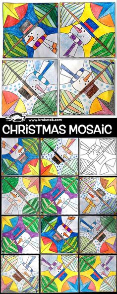 christmas mosaics with different colors and patterns on them, including the words'christmas mosaic '