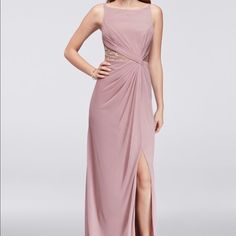 Brand New! Floor Length With Side Slit. Rose Gold With Double Straps And Metallic Mesh On Sides. Rose Gold Bridesmaid Dress, Gaun Koktail, Mesh Bridesmaids Dress, Davids Bridal Bridesmaid Dresses, Rose Bridesmaid Dresses, Davids Bridal Wedding Dresses, Gold Bridesmaid Dresses, Bridal Bridesmaid Dresses, Azazie Bridesmaid Dresses