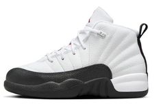 PRICES MAY VARY. Little Kid's Jordan 12 Retro White/Gym Red-Black 'Taxi Flip' (151186 162) Preschool PS Colorway: White/Gym Red-Black Style Code: 151186 162 Preschool Sizing: 10.5c - 3y Brand New Built for little kids, the Air Jordan 12 Retro PS ‘Taxi Flip’ adds bold pops of color to an OG-inspired white and black colorway. White tumbled leather is utilized on the upper, which is accented with radiating stitched lines and a black lizard-textured mudguard. An embroidered Jumpman logo in Gym Red adorns the tongue, matching the TPU midfoot overlay. A foam midsole offers lightweight cushioning with each step, while the rubber outsole features herringbone traction pods for superior grip. Jordan 12 Black And White, Jordan 12 White, Kids Jordans Red, Jordan 12 Black, Jordan 11 72-10, White Gym, Black Lizard, Jordan Retro 12, Red Black Style