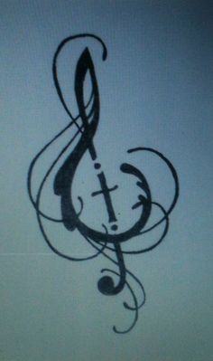 a music note with a treble on it is shown in this graphic art work