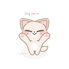 a cartoon cat with its eyes closed and the words hug me on it