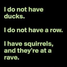 a black and white photo with the words do not have ducks i do not have a row i have squirrels, and they're at a rave