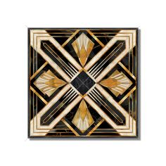 an art deco tile design in gold and black