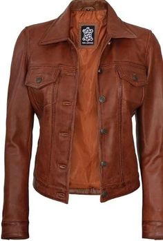 Elevate your style with our Handmade Women's Brown Motorcycle Leather Jacket a perfect blend of edgy biker chic and timeless sophistication. Crafted from high-quality genuine leather, this jacket offers durability, comfort, and a sleek, fitted silhouette. The rich brown color adds a touch of warmth, making it a versatile piece that complements a wide range of outfits. Designed with the modern woman in mind, this brown biker jacket features classic motorcycle elements, The attention to detail in Leather Trucker Jacket, Asymmetrical Leather Jacket, Leather Jacket For Women, Leather Jacket Brown, Black Leather Blazer, Distressed Leather Jacket, Tan Leather Jackets, Women Trucker, Black Leather Biker Jacket