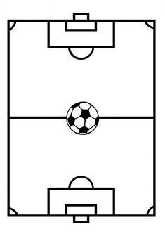 a soccer field with a ball on it and two lines going through the goal area