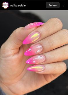 Unicorn Nails Designs Acrylic Short, Uñas Yeri Mua, Pink Pony Club Nails, Hot Pink And Purple Nails, Rave Nails Designs, Lisa Frank Nails, Barbiecore Nails, Nail Dipping Powder Colors, Mystic Nails