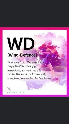 a woman running with the words wing - defence on it's back side