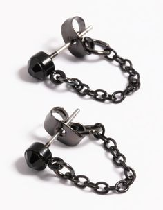 Channel your inner goth princess with these black accessories!  
 
 Take your pick from our coated matte black or bedazzled pieces for a cohesive, dramatic look. Matte Black Jewelry, Boy Outfits Aesthetic, Goth Princess, Cool Piercings, Black Princess, Dream Style, Black Accessories, Dramatic Look, Crystal Chain