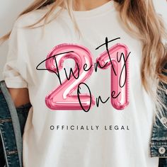 This 21st birthday shirt makes a totally unique 21st birthday gift for the birthday girl celebrating the big 21! It's perfect to wear at the bar celebration or even a small get together amongst friends and family! Grab this tee today while it's on sale! Delivery Times: ◦ Production: 1 business day on average (maximum: 5) ◦ Shipping: 2 business days on average (maximum: 5) Unisex Fit: ◦ Extra soft, preshrunk unisex t-shirt ◦ Women: Semi-fitted, laidback, rollable, & tuckable ◦ Men: Fitted on upper body & loose around the belly ☞ Size up for a looser fit Soft Materials: ◦ Super soft, preshrunk tee with eco-friendly materials ◦ Black, White, & Navy: 100% soft ring spun cotton ◦ Heather Navy: 65% polyester & 35% cotton ◦ Sport Grey: 90% cotton & 10% polyester 21 Birthday Shirts, 21st Birthday Tshirt, 21st Birthday Shirt, Funny Birthday Party, 21st Birthday Sign, Bday Shirt, 21st Birthday Girl, 21st Birthday Shirts, 21st Birthday Outfit