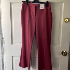 Nwt Topshop Flare Pants Size 6 Us Has Two Pockets On Side And One Rear Pocket. -Inseam 25” High Waisted Slacks, Non-stretch Red Pants With Pockets, High Waisted Flare Pants, Ribbed Flares, Printed Flare Pants, Velvet Flares, Party Pants, Black Flare, Trouser Pants Women