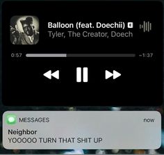 an mp3 player with the caption'balloon feat docchi, tyler, the creator, doch '