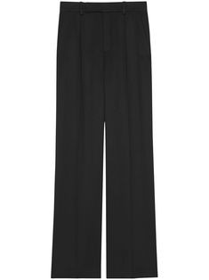 Embrace your inner disco diva with these chic flared pants, crafted from the finest silk for a luxuriously smooth and shiny finish. In a sleek noir shade, they're a versatile addition to your wardrobe. Whether you're hitting the dance floor or strutting down the boulevard, you'll be turning heads in style. Size: 36 for a perfect fitting Color: Noir (1000), an always fashionable, easy to match shade Composition: Silk, for a high-end, sumptuous feel | Saint Laurent Women's Satin Flared Pants in No Trendy Night Out Outfits, Black Flared Trousers, High Waisted Flare Pants, Satin Pants, Silk Trousers, Black Flare, High Waisted Flares, Night Out Outfit, Straight Trousers