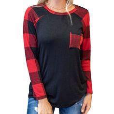 Women Red Black Plaid Spliced Long Sleeves Pocket Front Round Neck Top is sold by Power ZXZ LLC. Note: 1. Please refer to our size chart before placing an order, in case the product is not suitable or meets your expectations. 2. Garment Care: Do not screw, Dry in the air, Hand Washes, Do not Bleach, Non-High-Temperature Ironing, Avoid Over Exposure. 3. Due to the shooting angle and tailoring, there may be a little difference in the color and pattern position between the product and its picture s Short Sleeve Tunic Tops, Womens Tops Dressy, Tunic Tops Casual, Round Neck Top, Womens Tops Summer, Round Neck Tops, Red And Black Plaid, Black Plaid, Long Sleeve T Shirts