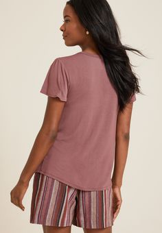 24/7 Waverly Flutter Sleeve Tee - Materials & Care:imported - 95% rayon 5% spandex - machine wash Relaxed Fit Rayon Tops, Short Sleeve Viscose Tops For Loungewear, Viscose Short Sleeve Tops For Loungewear, Stretch Viscose Tops For Loungewear, Rayon Short Sleeve Tops For Loungewear, Top Shoes, New Shop, Flutter Sleeve, Soft Fabrics