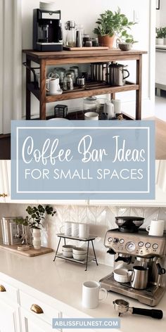 coffee bar ideas for small spaces that are easy to make and great for the kitchen