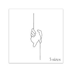 a drawing of a hand holding on to a pole with the word 5 sizes above it