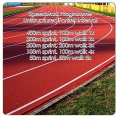 a red track with white lines on it and the words speedwork program unstructed friday intervals