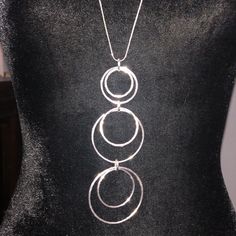 Long Silver Necklace With Pendant Circle Chic Silver Long Necklace, Chic Silver Metal Long Necklace, Chic Silver Long Metal Necklace, Chic Silver Round Pendant Jewelry, Chic Silver Round Necklace, Ballet Necklace, Ribbon Choker Necklace, Gemstone Choker Necklace, Blue Stone Pendant