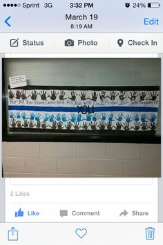 an instagramted photo of someone's handprinted bulletin board