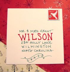 a postcard with the words, mr & mrs grant wilson and his family name